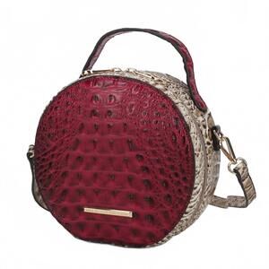 NEW MKF COLLECTION women's ynnari crossbody chic round croc-embossed bag in fuch